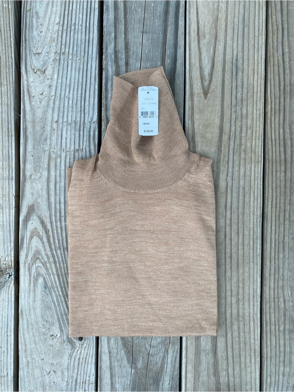 Brooks Brothers Brand New Cashmere Tan Cowl Neck Sweater - Picture 1 of 1